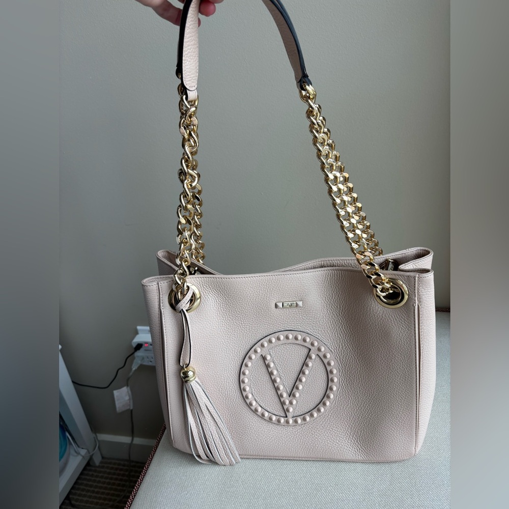 New Valentino Beige Handbag with Gold Chain